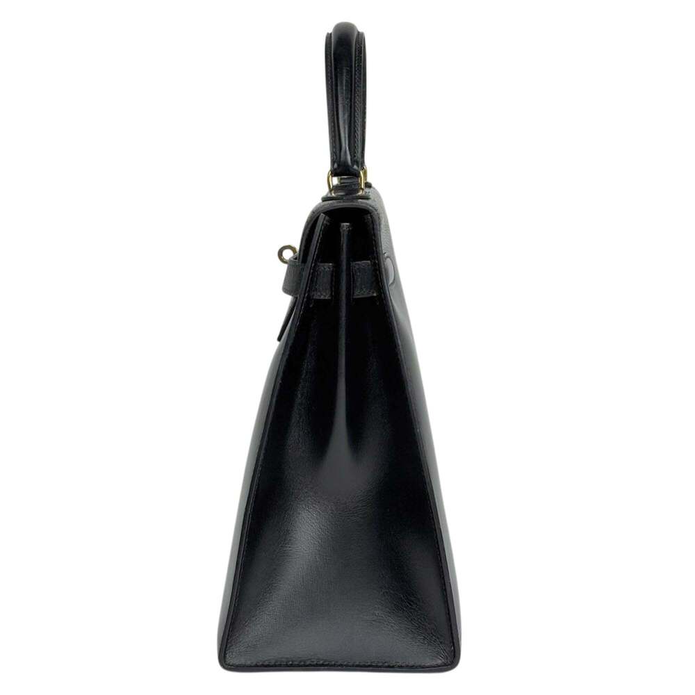Hermes Kelly 32, external stitching, handbag, box calf leather, black, women's. - Picture 2 of 15